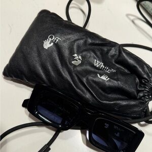 Off-White Black Rectangular Sunglasses with Pouch